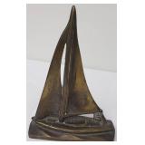 Pair of Vintage Brass Sailboat Bookends