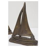 Pair of Vintage Brass Sailboat Bookends