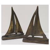 Pair of Vintage Brass Sailboat Bookends