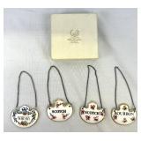 Set of Four Bone China Decanter Tags