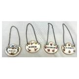Set of Four Bone China Decanter Tags