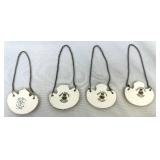 Set of Four Bone China Decanter Tags