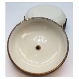 Lovely Vintage Porcelain Elfinware Covered Bowl with Brass Accents