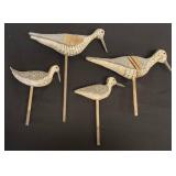 Wood Carved Sandpiper Family-Lot of 4