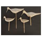 Wood Carved Sandpiper Family-Lot of 4