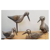 Wood Carved Sandpiper Family-Lot of 4