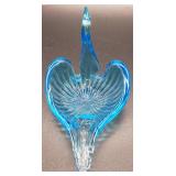 Lovely Blue Glass Swan Trinket Holder