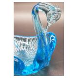 Lovely Blue Glass Swan Trinket Holder