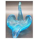 Lovely Blue Glass Swan Trinket Holder