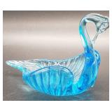 Lovely Blue Glass Swan Trinket Holder