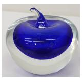 Vintage Cobalt Blue Candy Dish and Apple Paper Weight