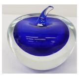 Vintage Cobalt Blue Candy Dish and Apple Paper Weight