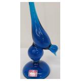 Mid Century Modern Viking Glass Blue Tailed Bird