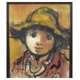 Pair of Sabin Cahrn, Young Man and Woman Portraits Oil Paintings