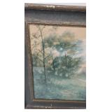 Antique Americana Original Edward R. Sitzman (1874-1949) Water Color/Paper - "Morgan County Moon"