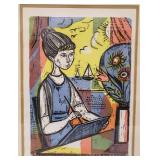Irving Amen "Art Student" Original Colored Woodcut - Certificate of Authenticity