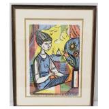 Irving Amen "Art Student" Original Colored Woodcut - Certificate of Authenticity