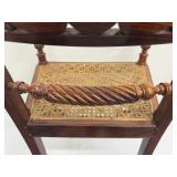 Stunning Brown Wooden Antique Armchair Craved Back Cane Seat, Lots of Character!