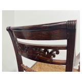 Stunning Brown Wooden Antique Armchair Craved Back Cane Seat, Lots of Character!