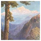 "Mountain, Snow, Rocks, Trees Print by R. Atkinson Fox