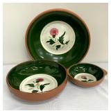 Three Stangl Thistle Patterned Pottery Bowls