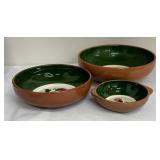 Three Stangl Thistle Patterned Pottery Bowls