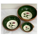 Three Stangl Thistle Patterned Pottery Bowls
