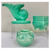 Beautiful Three Piece Vintage Mid Century Turquoise Blue Green Pottery
