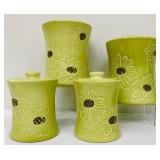 Vintage Stangl Green Floral Canisters
