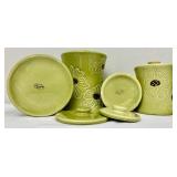 Vintage Stangl Green Floral Canisters