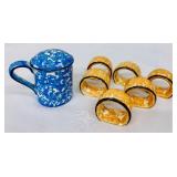 Vintage Stangl Town & Country Hand Painted Sponge Ware Serving Pieces