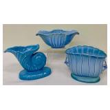 Vintage Blue Stangl Pottery Three Pieces