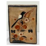 Glazed Terra Cotta Vase with Owl, Birds and Butterflies