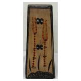 Glazed Terra Cotta Vase with Owl, Birds and Butterflies