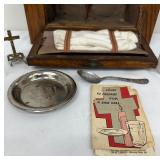 Antique Sick Call Box/Prayer Box with Supplies