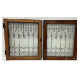 A Pair of Antique Clear Glass Lead Windows