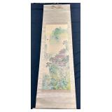 Lovely Japanese Silk Scroll Wall Art - House in the Mountain