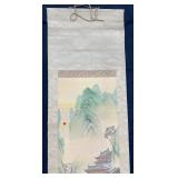 Lovely Japanese Silk Scroll Wall Art - House in the Mountain