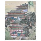 Lovely Japanese Silk Scroll Wall Art - House in the Mountain