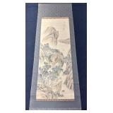 Silk Screen - Mountains with Stream and two men.