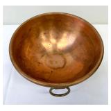 Vintage Copper Rounded Bowl Mixing Bowl with Rolled Edge