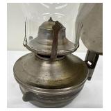 Antique Oil Wall Lantern and Vintage Gold Vanity Mirror