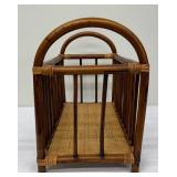 Vintage Mid Century Bent Bamboo/Wicker/Rattan Magazine Rack