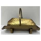 Vintage Brass Wood Holder with Rolled Corners