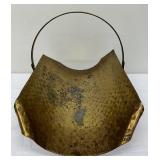 Vintage Brass Wood Holder with Rolled Corners