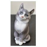 Royal Copenhagen Seated Grey and White Cat - #1803