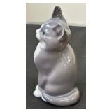 Royal Copenhagen Seated Grey and White Cat - #1803