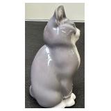 Royal Copenhagen Seated Grey and White Cat - #1803