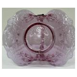 Vintage Baroness Dusty Rose Fenton Basket and Two Art Glass Style Vases, One with Rigaree