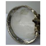 Sea Shell Pearl Silver Rimmed Dish with Three Reed & Barton Christmas 1981 Angel Spoons